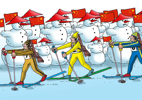 Cartoon: snehofan (medium) by Lubomir Kotrha tagged winter,olympic,games,2022,china,peking,winter,olympic,games,2022,china,peking