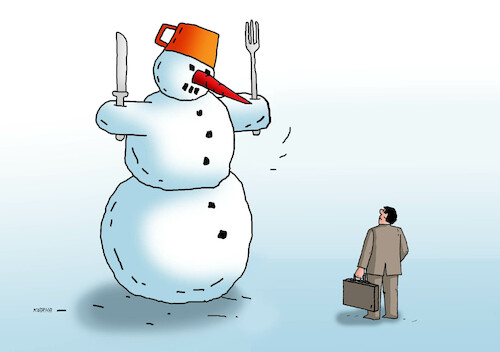 Cartoon: snehojedak (medium) by Lubomir Kotrha tagged winter,frost,the,snow,snowmen,winter,frost,the,snow,snowmen