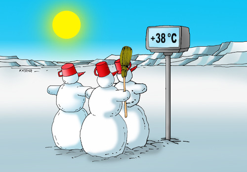 Cartoon: snehoteplo (medium) by Lubomir Kotrha tagged europa,snowmen,heat,wave,climate