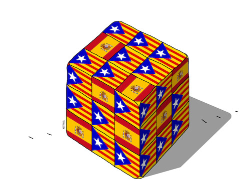 Cartoon: spainrubik (medium) by Lubomir Kotrha tagged catalonia,election,independence,spain,europe,euro,world