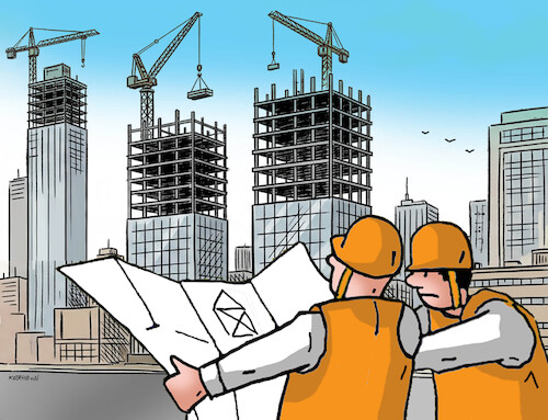 Cartoon: stavbari26 (medium) by Lubomir Kotrha tagged builders,plan,builders,plan
