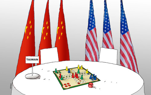 Cartoon: taiclovece (medium) by Lubomir Kotrha tagged taiwan,usa,china,taiwan,usa,china