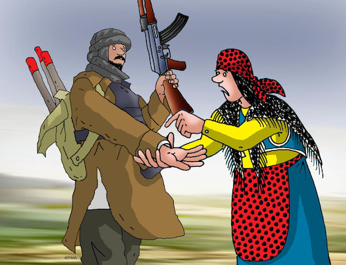 Cartoon: talivestec (medium) by Lubomir Kotrha tagged afganistan,taliban,usa,war,afganistan,taliban,usa,war