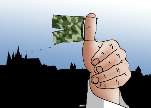 Cartoon: trenirky23 (medium) by Lubomir Kotrha tagged army,general,petr,pavel,new,czech,president,army,general,petr,pavel,new,czech,president
