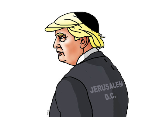 Cartoon: trumpdc (medium) by Lubomir Kotrha tagged donald,trump,usa,jerusalem,dc,israel