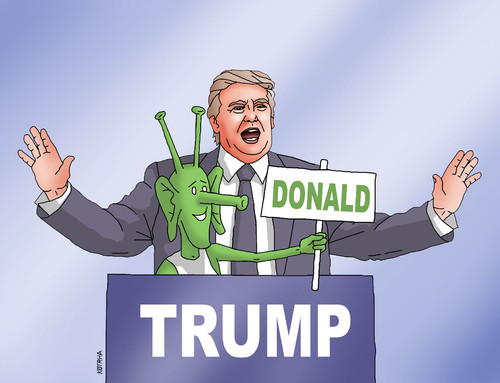 Cartoon: trumpgreen (medium) by Lubomir Kotrha tagged donald,trump,usa,president,election,white,house
