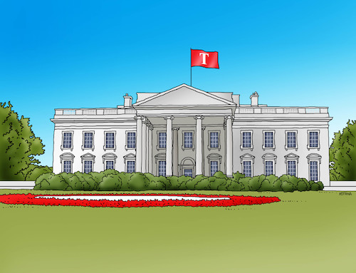 Cartoon: trumphouse (medium) by Lubomir Kotrha tagged donald,trump,president,usa,white,house,washington