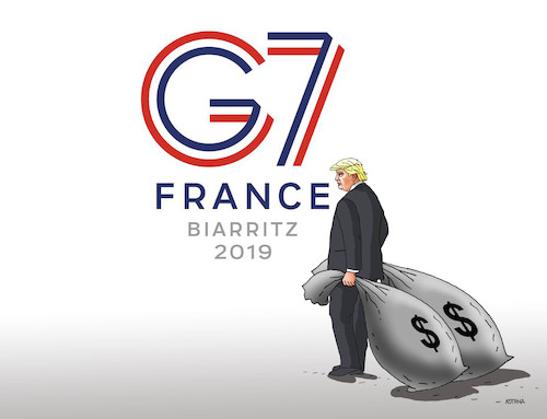 Cartoon: trumpkupuje (medium) by Lubomir Kotrha tagged summit,g7,france,biarritz,2019
