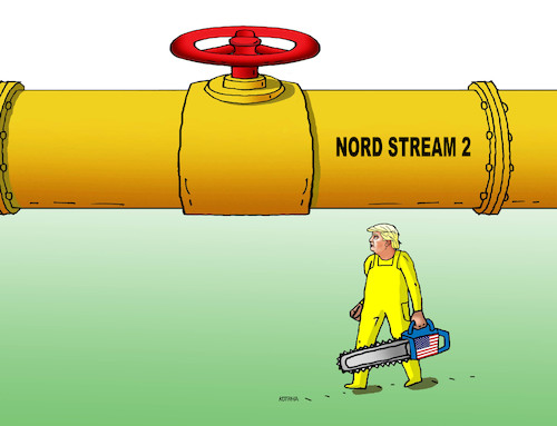 Cartoon: trumpstream (medium) by Lubomir Kotrha tagged gas,nord,stream,putin,trump,russia,usa,germany,sanctions