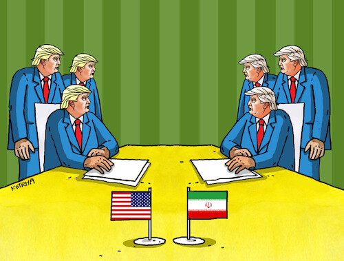 Cartoon: usairan26 (medium) by Lubomir Kotrha tagged war,usa,iran,peace,negotiations,war,usa,iran,peace,negotiations