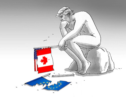 Cartoon: usakaneu (medium) by Lubomir Kotrha tagged eu,canada,usa,trump,eu,canada,usa,trump