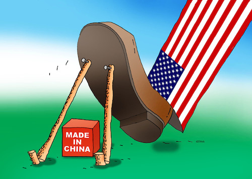 Cartoon: usastop (medium) by Lubomir Kotrha tagged usa,china,trump,zoll,douane