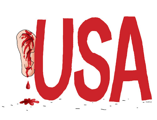 Cartoon: usatent (medium) by Lubomir Kotrha tagged usa,elections,donald,trump,assassination,usa,elections,donald,trump,assassination