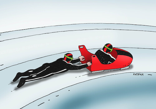 Cartoon: vleceny-far (medium) by Lubomir Kotrha tagged winter,olympic,games,italy,winter,olympic,games,italy