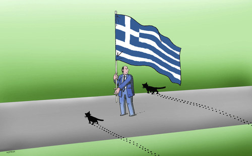 Cartoon: woblackcat-gr (medium) by Lubomir Kotrha tagged greece,election,europa,eu,euro,syriza