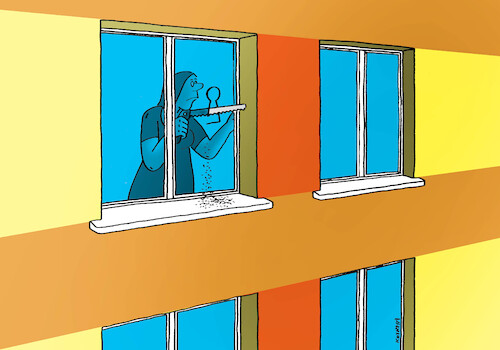 Cartoon: zvedava-far (medium) by Lubomir Kotrha tagged curious,woman,window,curious,woman,window