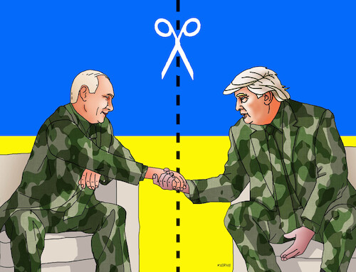 Cartoon: Donald Trump Vladimir Putin Ukra (medium) by Lubomir Kotrha tagged donald,trump,vladimir,putin,ukraine,war,peace,donald,trump,vladimir,putin,ukraine,war,peace