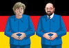 Cartoon: merkelschulz17 (small) by Lubomir Kotrha tagged germany,angela,merkel,martin,schulz,wahlen,elections,euro,dollar,europe,world