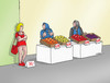 Cartoon: predajna (small) by Lubomir Kotrha tagged market,prices,fruit