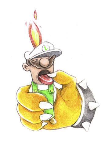 Cartoon: Luigi Lighter (medium) by Trippy Toons tagged super,mario,luigi,trippy,marihu,weed,cannabis,stoner,kiffer,ganja,video,game