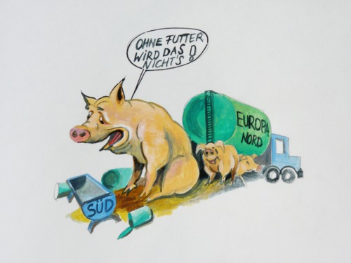 Cartoon: Ohne Futter wird das nichts! (medium) by Steffi und Siggi tagged politik,außenpolitik,subventionen,hilfen