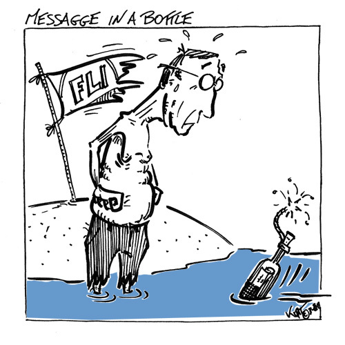 Cartoon: Messagge in a bottle (medium) by kurtsatiriko tagged fini