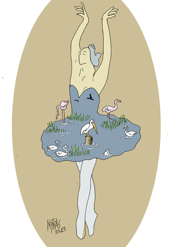 Cartoon: ballerina (medium) by kotbas tagged nature,dance,ballerina