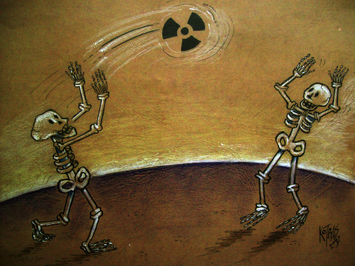 Cartoon: nuclear match (medium) by kotbas tagged death,nuclear,skeleton
