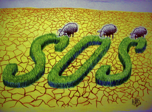 Cartoon: sos (medium) by kotbas tagged environment,sheep,drought