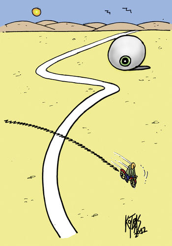 Cartoon: transition (medium) by kotbas tagged cycling,confusion,illustration