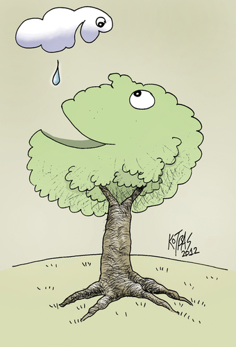 Cartoon: water of life (medium) by kotbas tagged water,life,drop,hope,cloud