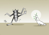 Cartoon: buffoon (small) by kotbas tagged buffoon,mascara,sycophant,pigeon,bomb,jester,humor