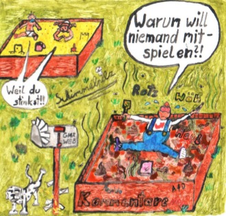 Cartoon: Emailsandkasten (medium) by Schimmelpelz-pilz tagged sandkasten,rechtspopulismus,afd,npd,pegida,email,nazi,nazis,nationalismus,werbekampagne,rechtsradikal