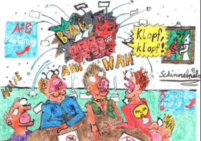 Cartoon: Hellboys Jagd (medium) by Schimmelpelz-pilz tagged hellboy,afd,parteitag,nazijagd,nazi,nationalismus