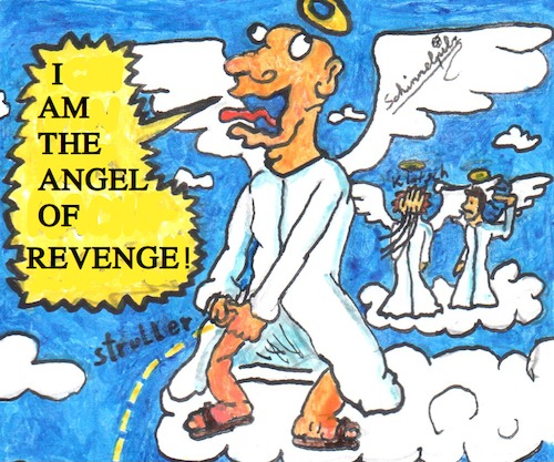 Cartoon: pidgeon of revenge (medium) by Schimmelpelz-pilz tagged angel,pidgeon,of,revenge,heaven,angels,pee,sky,cloud,clouds,holy,urine