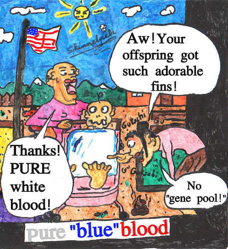 Cartoon: Pure Blue Blood (medium) by Schimmelpelz-pilz tagged incest,baby,carriage,feet,toe,toes,fin,fins,mutant,mutation,right,winged,playground,degeneration,degenerate,missing,exogamy,nazi,neonazi,fascist,fascism,pure,blue,blood,white,power