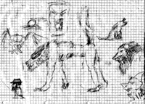 Cartoon: Worthless sketches (medium) by Schimmelpelz-pilz tagged sketches,skizzen,wertlose,worthless,bedeutungslos,mutants,mutant,mutanten,werewolf,werewolves,wolfman,wolfmen,pack,druid,shaman,druide,schamane,werwolf,wolfsmensch,wolfsmenschen,stabb,rod,staff,skull,totenkopf,wild,teufel,devil,devils,demon,demons,monster,monsters,creature,creatures,kreaturen,kreatur,wolf,animal,tier,tiere,animals,beast,beasts,biest,bestien,man,mann,human,beard,hat,hut,shark,hai,bird,vogl,wing,wings