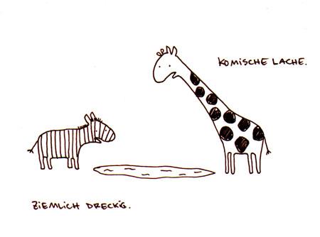 Cartoon: Komische Lache. (medium) by puvo tagged zebra,giraffe,lache,wortspiel
