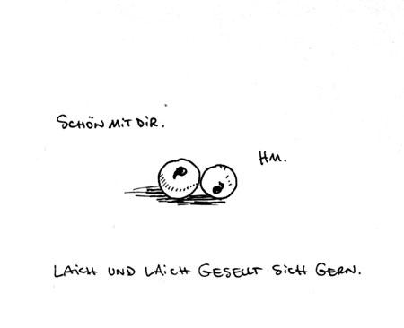 Cartoon: Laich und Laich. (medium) by puvo tagged laich,sprichwort,gleich