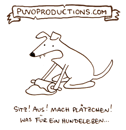 Cartoon: Mach Plätzchen! (medium) by puvo tagged plätzchen,cookie,hund,dog,weihnachten,erziehung,sitz,aus,platz
