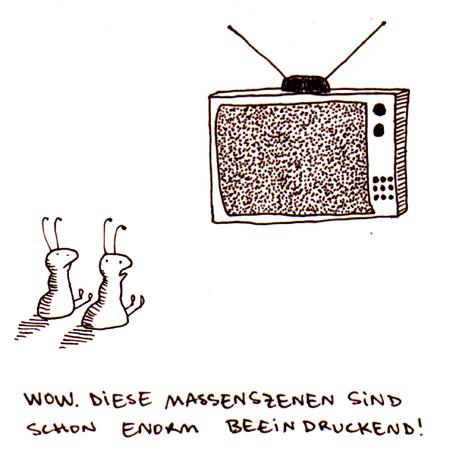Cartoon: Massenszenen. (medium) by puvo tagged ameise,tv,fernsehen,masse