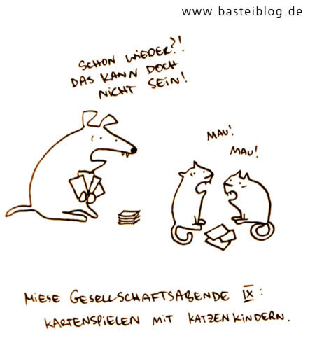 Cartoon: Mieser Gesellschaftsabend. (medium) by puvo tagged cat,dog,hund,katze,abend,karten,cards,play,spielen