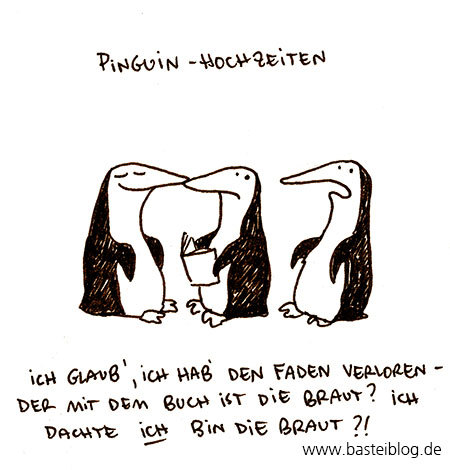 Cartoon: Pinguinhochzeit. (medium) by puvo tagged braut,hochzeit,wedding,penguin,pinguin,bride,bräutigam,groom