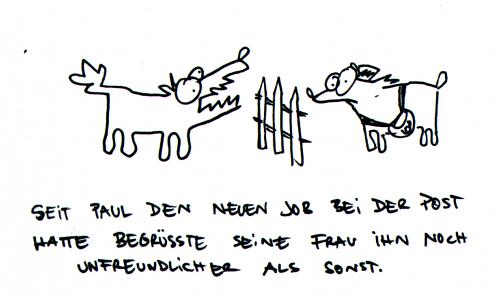 Cartoon: Postbote. (medium) by puvo tagged post,postbote,hund,bellen
