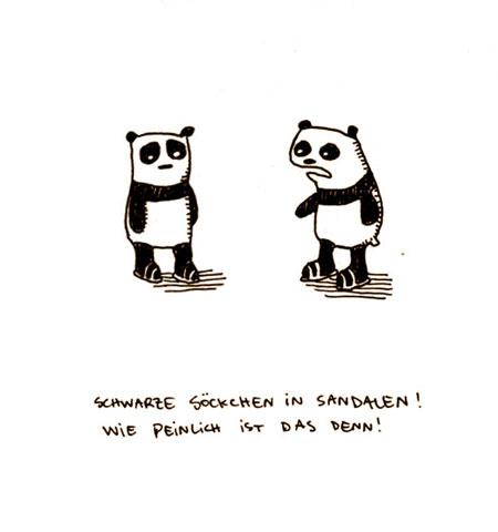 Cartoon: Schwarze Söckchen. (medium) by puvo tagged panda,bär,sandale,socke,mode,fashion,style,sock,ankle,sandal,flip,flop