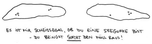 Cartoon: Seegurke. (medium) by puvo tagged seegurke,müll,paar