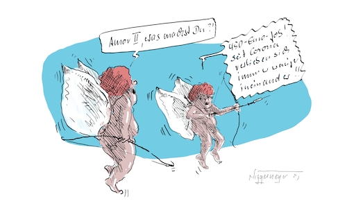 Cartoon: Amor und die Anpassung (medium) by Jori Niggemeyer tagged amor,impfen,impfstoff,impfstrategie,injektion,covid19