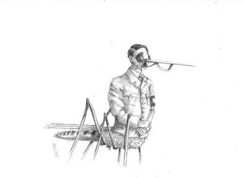 Cartoon: Aus dem Buch Mücken mücken (medium) by Jori Niggemeyer tagged cartoon,joricartoon,niggemeyer,nazismus,nazi,größenwahn,irrsinn,blutsauger,gericht,schuld,diktatur,diktator,mörder,hitler,adolf,tiere,mücken