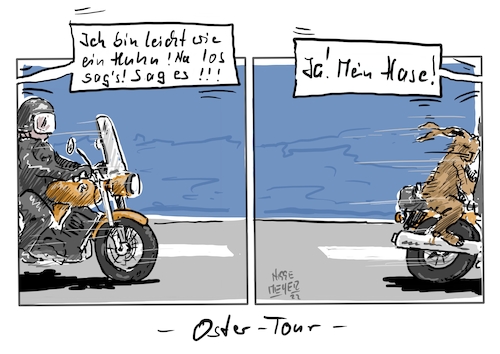 Cartoon: Die Motorradsaison beginnt... (medium) by Jori Niggemeyer tagged jameinhase,motorrad,wetter,motorradfahren,motorradtour,motorradliebe,biker,hase,bunny,huhn,osterausflug,humor,joricartoon,niggemeyer,cartooon,cartoonart,illustration,illustrator,karikatur,satire,cartoondrawing,cartoon,niggemeyerart,jameinhase,motorrad,wetter,motorradfahren,motorradtour,motorradliebe,biker,hase,bunny,huhn,osterausflug,humor,joricartoon,niggemeyer,cartooon,cartoonart,illustration,illustrator,karikatur,ostern