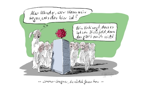 Cartoon: Die nächste Generation (medium) by Jori Niggemeyer tagged querdenker,schwurbler,corona,covid19,kinder,kinderland,erziehung,bildung,bielefeld